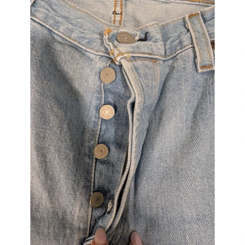 Levi's 501 Original Stretch Jeans Men's 36x32 Light Wash Button Fly Straight Leg